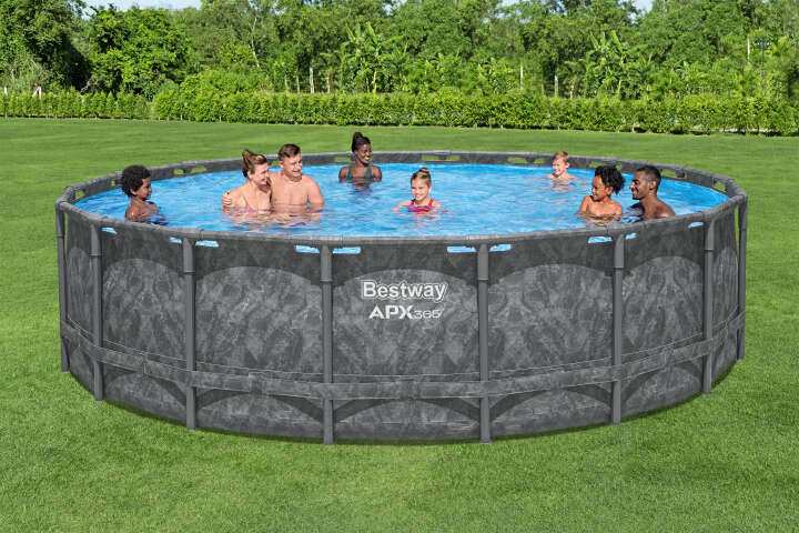 Bestway Winterfestes Frame Pool Komplett-Set APX365™ mit Sandfilteranlage rund